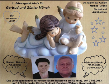 Traueranzeige von Gertrud Mönch von Tageszeitung